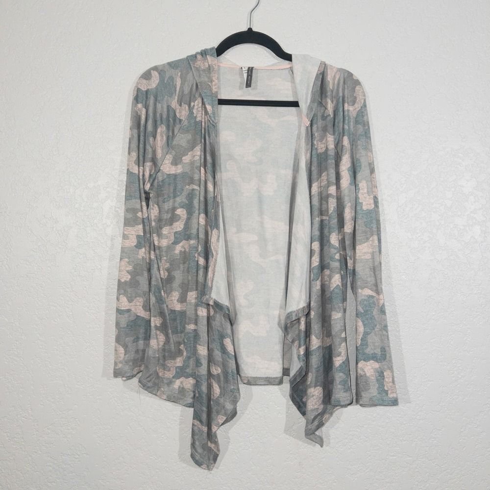 Jaclyn Intimates Gray Camouflage Flyaway Cardigan Size Large